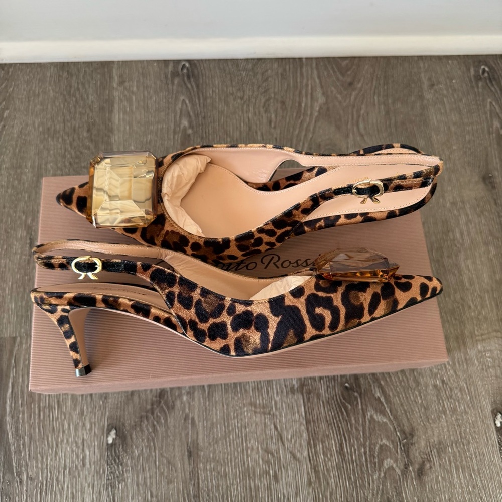 Gianvito Rossi Jaipur 55 leopard-print velvet slingback pumps - Picture 8 of 11